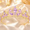 Coroa de Noiva Tiara Barroca Olho de Cavalo Liga Metálica Coroa Semicircular Acessórios para Vestido Faixa de Cabeça com Strass Super Brilhante Acessórios de Cabelo