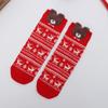 Meias de Algodão de Outono e Inverno Ano Novo Desenho Animado Estéreo Orelhas Alce Fofo Meias de Natal Meias Grandes Vermelhas Meias Retas Estilo Japonês