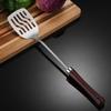 Juego de espátulas de acero inoxidable para cocina, espátula antiadherente para el hogar, cuchara para sopa, espátula de hierro para saltear, cuchara para olla, mango de madera, cuchara para saltear, escurridor