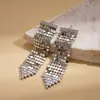 Brincos de Franja com Lantejoulas de Zircônia Banhados a Ouro Real 18K Estilo Europeu e Americano, Modernos e Elegantes, Luxo Leve, Brincos de Alta Qualidade para Mulheres