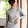 Suéter de punto de manga larga con cuello alto a la mitad, estilo casual para mujer, corte ajustado, acanalado, capa base versátil, top interior de moda