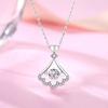 Nuevo collar de falda pequeña de celebridades de Internet de plata esterlina S925 para mujer, colgante elegante con forma de abanico de amor, luz de lujo, moda de nicho simple