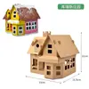Casa de Cartón Hecha a Mano para Niños DIY Creación Ecológica de Cartón Cabaña Modelo de Ensamblaje de Caja de Papel Paquete de Materiales de Casa de Papel para Jardín de Infancia