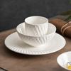 Prato de Jantar Cerâmico Swirling Shadow de Fábrica Prato de Louça Sentido Avançado Pacote de Talheres Individuais Conjunto de Louça de Hotel Mesa Quatro Peças Comercial
