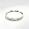 Nuevo Pulsera Anillo Liso Estilo Chino de Gypsophila con Superficie Abierta Escarchada para Mujer, Pulsera de Superficie Arena de Cobre Blanco a Mitad, Regalo para Mejor Amiga o Novia