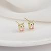 Pendientes de búho chapados en oro de plata de ley 925 con forma de animalito y diamantes, joyería para mujer.