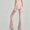 Calças de yoga flare de comprimento 9/10 sem costuras incômodas, cintura alta, caimento justo, calças flare finas para pessoas baixinhas, adequadas para o verão