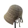 Chapéu de Pescador com Trama Vazada para Proteção Solar Feminina, Novo Estilo de Verão, Chapéu de Sol Leve e Respirável, Chapéu de Palha Bucket
