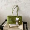 Bolso tote retro de nicho estilo coreano para mujer, nuevo bolso de hombro tote casual de moda minimalista de color sólido esmerilado