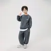 Conjunto de Sudadera para Niños Otoño e Invierno Nuevo Estilo Suéter de Felpa de Manga Larga para Niñas Pantalones Deportivos de Felpa para Niños Ropa Moda Infantil