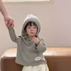 2026 Conjunto de Duas Peças para Bebê e Criança Pequena com Capuz Manga Longa Outono Crianças Versátil Listrado Retrô Moletom Calça Casual Solta