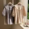 Colección Otoño 2026 Ropa Infantil Estampado Retro Francés Vestido Holgado para Niña Encaje Manga Larga Vestido de Princesa Infantil