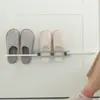 Estante para pantuflas de baño tres en uno sin perforaciones, zapatero de almacenamiento de pared detrás de la puerta del baño, toallero plegable