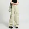 Pantalones Cargo Blancos de Pierna Ancha para Mujer, Nuevo Estilo de Verano, Pantalones Deportivos Casuales Rectos para Mujer Petite, Corte Holgado, Adelgazantes, de Secado Rápido
