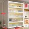 Estantería de almacenamiento de cocina independiente, gabinete de almacenamiento funcional de varias capas para montaje en pared con una encimera de losa de roca para cortar y servir alimentos