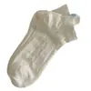 Meias Femininas de Algodão Finas para o Verão, Antiodor, Antibacterianas, com Renda, Respiráveis, Estilo Ballet com Laço Branco, Meias Sapatilha para Meninas