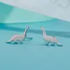 Pendientes Estilo Coreano de Una Semana Lindos Pendientes de Perro Dinosaurio Simples Personalizados Cobre Blanco Chapado en Plata Pendientes de Animales Mini