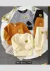 Conjunto de Sudadera Bordada de Oso para Primavera y Otoño, Conjunto de Varias Piezas, Top de Manga Larga con Cuello Redondo, Pantalones Largos con Puño, Conjunto de Dos Piezas para Bebé e Infantil