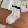 Meias de Renda com Bolinhas do Gato Kt para Mulheres, Meias Brancas de Cano Médio para Primavera e Verão, Meias Slouch Japonesas Doces e Fofas de Desenho Animado