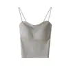 Camisola sin costuras 8851 con copas fijas, top fino de verano para mujer ajustado, adecuado para usar como prenda exterior o como capa base, pieza única versátil con un hermoso diseño en la espalda