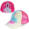Comercio exterior Sombrero de tie-dye de moda verano Top Hat vacío para mujer europeo y americano protección solar sombrero para el sol sombrero de algodón para coleta gorra de béisbol