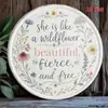 Cruz Americana Retrô Redondo Lata Alumínio Pintura Placa Bar Fazenda Campo Flores Amazon Pintura Decorativa Placa de Pendurar
