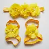 L164 Set de Flor de Cabeza y Flor de Pie Europeas y Americanas Banda para el Cabello de Flor de Chifón Cosida a Mano Adorno para la Cabeza de Bebé Niños Diadema
