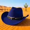 Chapéu Alto Preto Retrô, Chapéu de Cowboy Ocidental Unissex com Acessórios de Cabeça de Vaca, Chapéu de Jazz Estilo Étnico