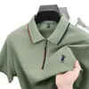 Camisa Polo Casual de Negocios para Hombre de Edad Media Estilo Nuevo Verano 2025 con Solapa de Seda de Morera Camiseta de Manga Corta de Color Sólido