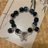 Pulsera de Cuentas de Vidrio Mariposa y Flor Otoño Nueva para Mujer, Diseño Único, Estilo Ins, Sensación de Alta Gama, Joyería de Pulsera para Estudiantes
