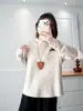 Camiseta Larga de Manga Larga con Forro Polar, Estilo Coreano de Moda, Corte Entallado, Talla Grande, Cálida y Versátil para Otoño e Invierno, Top para Mujer
