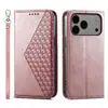 Aplicable a iPhone18promax Funda tipo cartera con relieve de rombos para iPhone15 Soporte Funda de teléfono a prueba de caídas