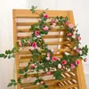 Enredadera de Rosa Flor Artificial Enredadera Decoración de Valla de Tubo de Aire Acondicionado Enredadera de Tubo Enredadera de Flor de Balcón Flor de Plástico