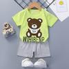 Direto da fábrica verão bebê dos desenhos animados T-shirt de duas peças casuais meninos e meninas roupas para casa das crianças terno de manga curta