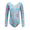 Ropa de Baile Latino de una Pieza con Mangas Largas Estampada Ropa de Práctica de Baile de Verano Ropa de Competición para Niñas Niñas