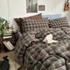 Juego de ropa de cama de cuatro piezas de algodón lavado grado A, nuevo estilo 2026, funda de edredón, sábana plana y sábana ajustable, adecuado para dormitorios de estudiantes, juego de tres piezas, talla 4
