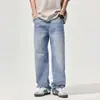 Cool de Calle Pantalones de Mezclilla Rectos para Hombre Sueltos Moda Urbana Retro Transpirables Versátiles para Viajar Lujo Ligero Verano Algodón Puro Pantalones para Hombre