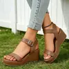Sandalias Romanas Versátiles de Punta Abierta con Suela Gruesa, Estilo Vintage, Modernas, Talla Grande, Sandalias de Cuña, Nuevo Modelo de Verano 2026
