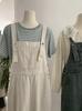 Omalai Retro Estilo Preppy Vestido Recto Suelto Slim de Largo Medio Denim Simple Falda de Tirantes 2193