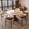 Mesa de Comedor Redonda de Pizarra de Madera Maciza para Uso en Casa, Apartamento Pequeño, Mesa de Comedor Redonda con Plato Giratorio, Juego de Mesa y Sillas de Comedor de Madera de Fresno Blanco