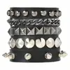 Pulseira Masculina Punk de Couro com Corrente de Rebites, Multicamadas, Estilo Retrô, Venda Quente Transfronteiriça Europeia e Americana, Acessórios
