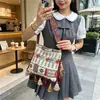 Bolsa de palha tecida com franjas em estilo étnico, bolsa de ombro grande vintage boêmia, bolsa transversal de grande capacidade para viagens e deslocamento