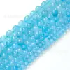Calcedônia Azul Aquamarina Contas Soltas Calcedônia Azul Contas Redondas Feitas à Mão com Contas Acessórios para Pulseira Colar DIY