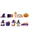 Adornos Colgantes de Madera Retro de Halloween Decoraciones de Cabeza de Calabaza Gnomo Artículos de Decoración para Ambiente de Fiesta Festiva