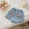 Falda Corta de Mezclilla de Verano para Niñas Estilo Coreano Nuevo Estilo Falda Plisada con Encaje de Lazo Lindo Moderna