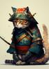 Pintura Moderna Gato Samurái Pintura en Lienzo Mural Póster Arte de Pared Dormitorio Sala de Estar Pintura Decorativa Moderna