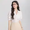Moda Nueva Estilo Diosa Primavera y Verano 2026 Camisa Top Casual Profesional para Mujer Camisa Azul para Mujer