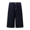 L674 Estilo High Street Americano Unissex Lavado Vintage Cor Denim Cru Design Shorts Jeans Cropped Reto Solto Masculino