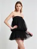 Vestido Tube de Verão Europeu e Americano Cor Sólida Casual Saia Bufante Moda Sexy Saia Curta Transfronteiriço Amazon Moda Feminina