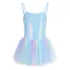 Roupa de Dança Infantil, Jardineira de Manga Curta de Verão, Saia de Dança de Gaze Arco-Íris, Roupa de Prática para Meninas Transfronteiriça, Saia Tutu para Meninas de Comércio Exterior